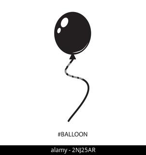 A black balloon on a white background with copy space Stock Vector
