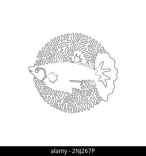 Single one curly line drawing of exotic fish abstract art. Continuous line drawing design vector illustration of guppy fish colored tails and fins Stock Vector