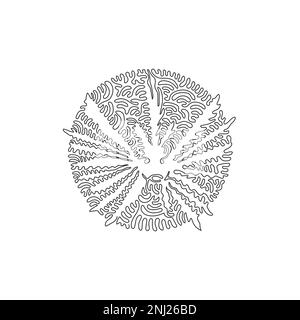 Single curly one line drawing of exotic lionfish abstract art. Continuous line draw graphic design vector illustration of adorable lionfish for icon Stock Vector
