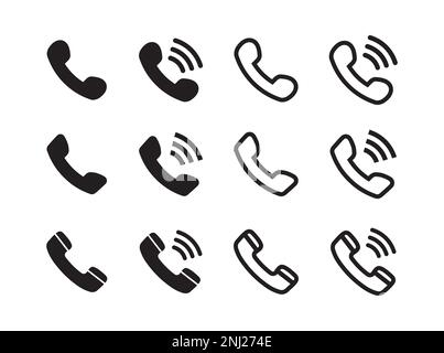 Flat Phone Call Style Vector Icon Set Stock Vector