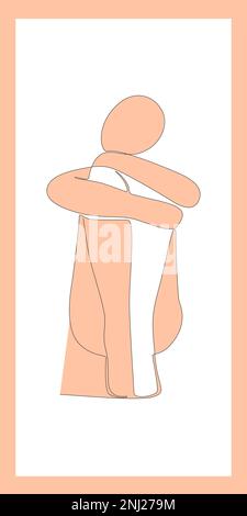 One continuous line of Sitting Tranquil Women. Thin Line Illustration vector concept. Contour Drawing Creative ideas. Stock Vector