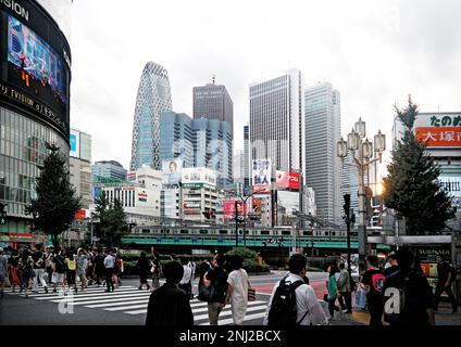 Tokyo, Japan - Sept, 2017: Shinjuku is one of Tokyo's business districts with many international corporate headquarters located here. Stock Photo
