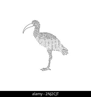 Single one line drawing of ibises with long, down curved bills abstract art. Continuous line drawing design vector illustration of cute ibises Stock Vector