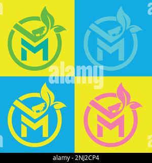 m logo, abstract logo, monogram logo, simple logo, modern logo and minimal logo design. This logo can be used for company, website and printing Stock Vector