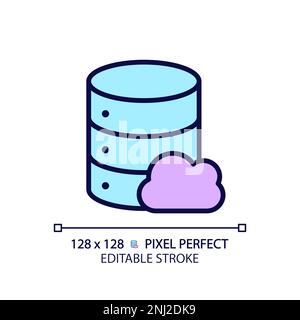 Cloud database pixel perfect RGB color icon Stock Vector