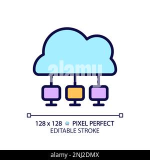 Cloud network pixel perfect RGB color icon Stock Vector