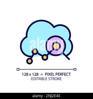 Cloud analytics pixel perfect RGB color icon Stock Vector