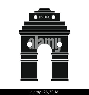 India Gate Symbol Silhouette Vector Icon Illustration Stock Vector