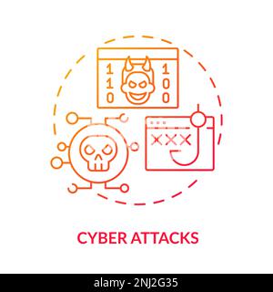 Cyber attacks red gradient concept icon Stock Vector