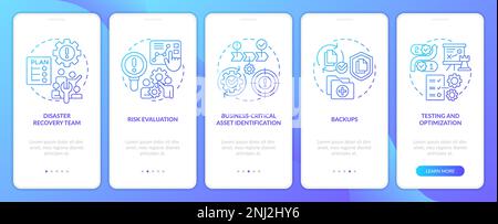 Effective disaster recovery plan blue gradient onboarding mobile app screen Stock Vector
