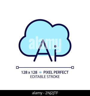 Cloud based AI pixel perfect RGB color icon Stock Vector