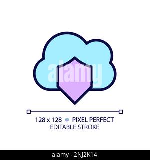Cloud security pixel perfect RGB color icon Stock Vector