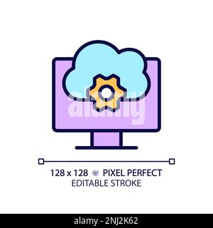 Cloud based software pixel perfect RGB color icon Stock Vector