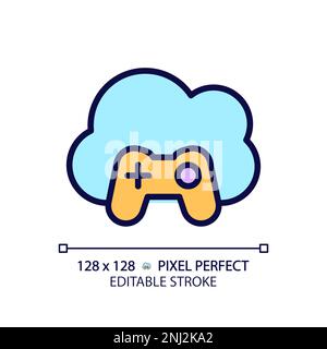 Cloud gaming pixel perfect RGB color icon Stock Vector