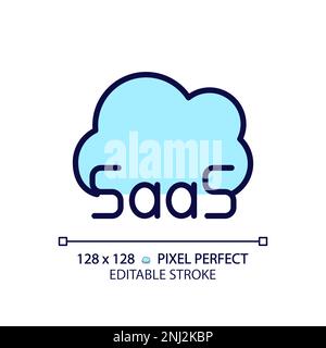 SaaS cloud computing pixel perfect RGB color icon Stock Vector
