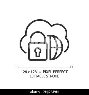 Hybrid cloud pixel perfect linear icon Stock Vector