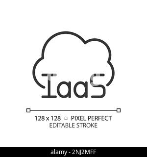 Cloud based IaaS pixel perfect linear icon Stock Vector