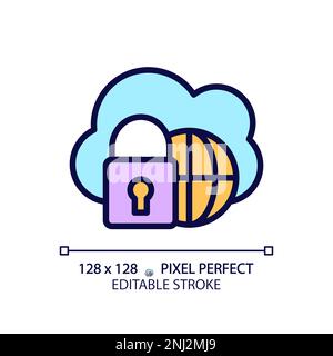 Hybrid cloud pixel perfect RGB color icon Stock Vector