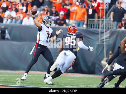 CINCINNATI, OH - OCTOBER 23: Atlanta Falcons linebacker DeAngelo Malone  (51) walks off the field after the game against the Atlanta Falcons and the  Cincinnati Bengals on October 23, 2022, at Paycor