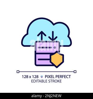 Data migration to cloud pixel perfect RGB color icon Stock Vector