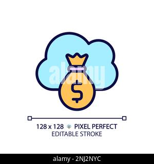 Cloud service cost pixel perfect RGB color icon Stock Vector