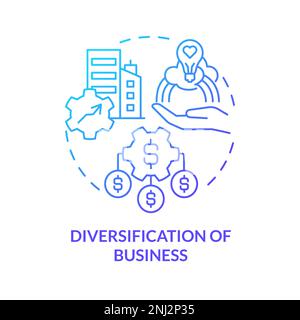 Diversification of business blue gradient concept icon Stock Vector