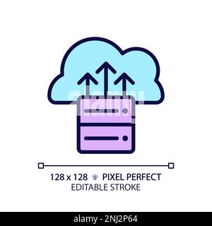 Cloud backup pixel perfect RGB color icon Stock Vector