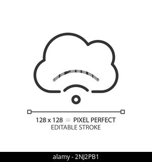 Cloud streaming pixel perfect linear icon Stock Vector
