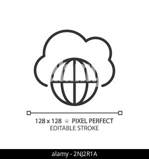 Public cloud pixel perfect linear icon Stock Vector