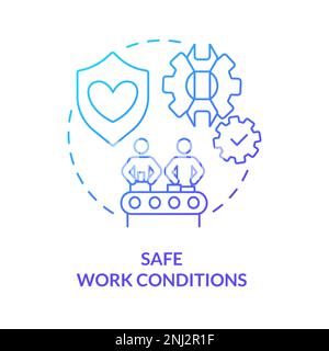 Safe work conditions blue gradient concept icon Stock Vector