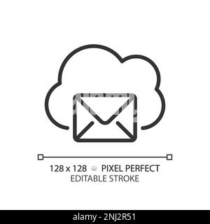 Cloud based email pixel perfect linear icon Stock Vector
