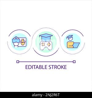 VR technology in learning loop concept icon Stock Vector