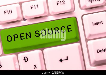 Handwriting text Open Source. Conceptual photo denoting software which original source code freely available Stock Photo
