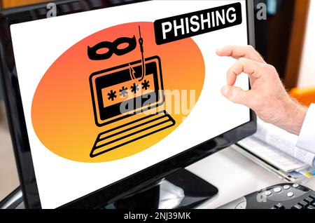 Phishing concept shown on a computer screen Stock Photo