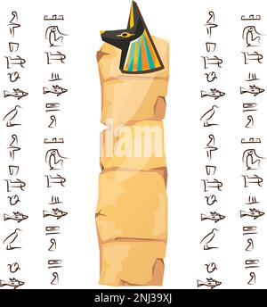 Ancient Egypt papyrus with anubis dog, jackal head cartoon vector ...