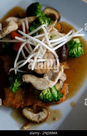 Executive chef Beatrice Dong Edrees prepared Pho Ap Chao Shrimp