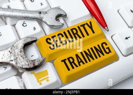 Handwriting text Security Training. Word for providing security awareness training for end users Stock Photo