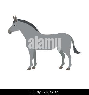 Vector flat hand drawn donkey isolated on white background Stock Vector