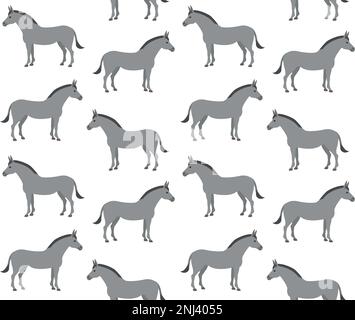 Vector seamless pattern of flat hand drawn donkey isolated on white background Stock Vector