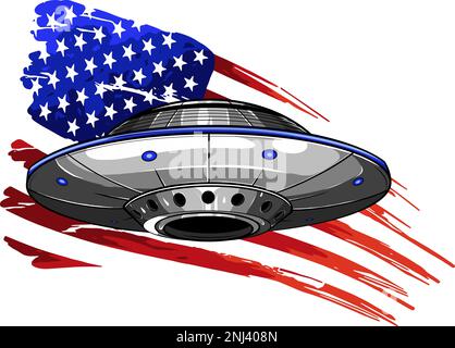 ufo with usa flag in backgrond vector Stock Vector