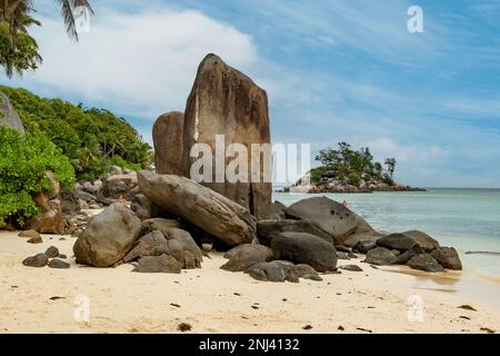 Rocks at Anse Royale Beach, Mahe Island, Seychelles Stock Photo