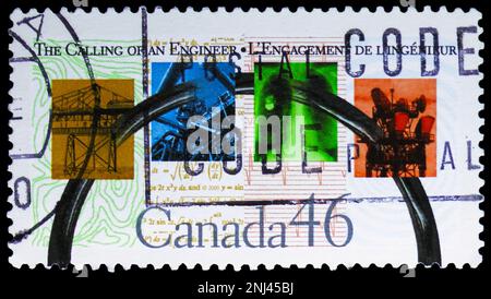 MOSCOW, RUSSIA - FEBRUARY 15, 2023: Postage stamp printed in Canada shows The Calling of an Engineer, circa 2000 Stock Photo