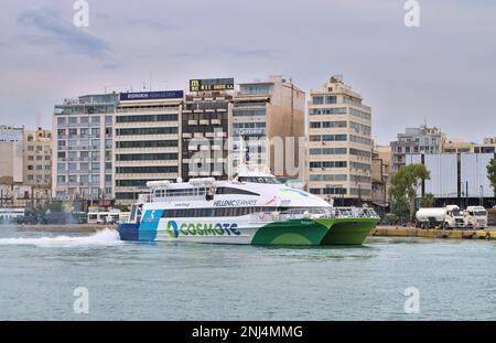 High speed catamaran in Piraeus - July 16, 2017 Athens, Greece. Stock Photo