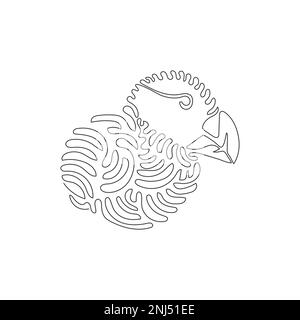 Single one line drawing of cute puffin. Continuous line drawing design vector illustration of around the beak, there is a horn skin Stock Vector