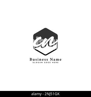 C, N, CN Initial letter handwritten and signature vector image template in hexagon shape logo Stock Vector