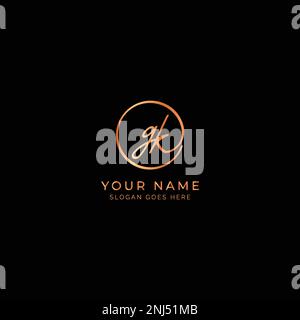 G, K, GK Initial letter handwritten and signature vector logo. Business template in round shape line art Stock Vector