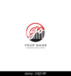 G, O, GO Initial letter handwritten and signature vector image template in round shape logo Stock Vector