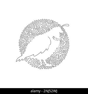 Single one curly line drawing of cute quail abstract art. Continuous line draw graphic design vector illustration of stocky bodies quail Stock Vector