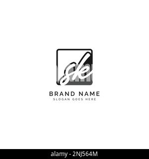 S, K, SK Initial letter handwritten and signature vector image template in square shape logo Stock Vector