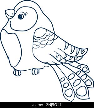 Little  bird in cartoon style, hand drawing, Sketch  doodle monochrome vector illustration Stock Vector